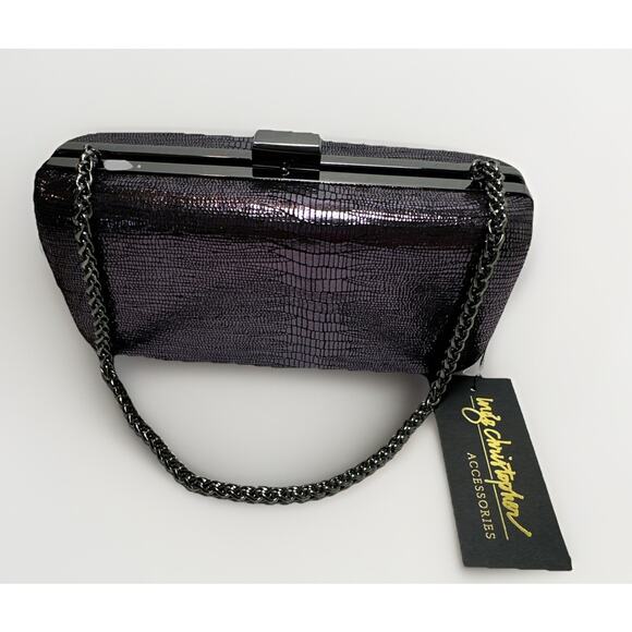 RARE Vintage Inge Christopher Purple Hardcase Formal Elegant  RARE Vintage Inge Christopher Purple Hardcase Formal Elegant Clutch W/Strap NWT